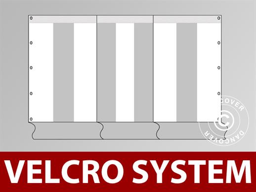 Giebelwand PLUS 3m mit schmaler Tür, Weiß/Grau