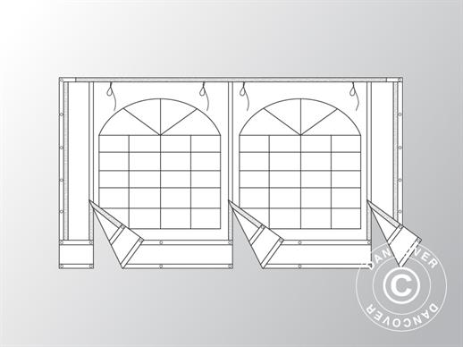 Endwall w/large window and wide door, 4 m, PVC, White
