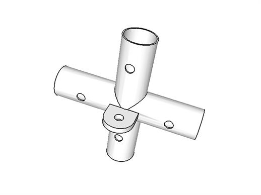 4-ways flat connector w/bracket, Ø42 mm, 250x250 mm