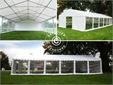Sidevægge med panoramavinduer til partytelt Exclusive, 6x12m, Hvid, Flammehæmmende