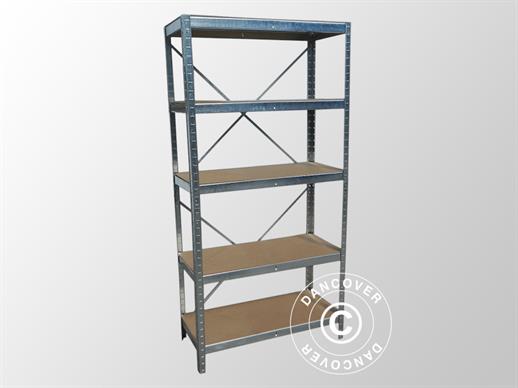 Lagergestell mit 5 Regalen, 0,9x0,4x1,8m, Stahl/Holz