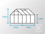 Greenhouse Polycarbonate Halls Popular 3.8 m², 1.93x1.95x1.95 m, Green