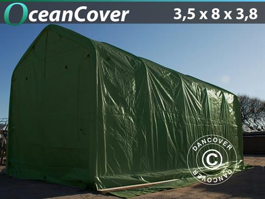 Tente de stockage pour bateau Oceancover 3,5x8x3x3,8m, Vert RESTE SEULEMENT 1 PC