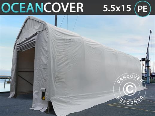 Carpas de almacén Oceancover 5,5x15x4,1x5,3m, PE, Blanco