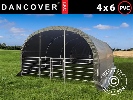Livestock shelter 4x6x2.4 m, PVC, Green