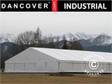 Hangar de stockage industriel Alu 10x10x4,52m avec porte coulissante, PVC, blanc