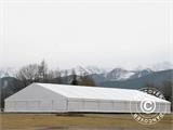 Hangar de stockage industriel Alu 12x25x5,92m avec porte coulissante, PVC, blanc