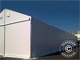 Hangar de stockage industriel Alu 20x50x9,04m avec porte coulissante, PVC, blanc