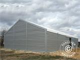 Hangar de stockage industriel Alu 10x10x4,52m avec porte coulissante, PVC/métal, blanc