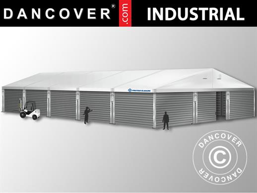 Magazzino Industriale Alu 12x25x5,92m con portone scorrevole, PVC/Metallo, Bianco