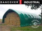 Tenda galpão/armazém agrícola 8x15x4,33m c/portão deslizante, PVC, Verde