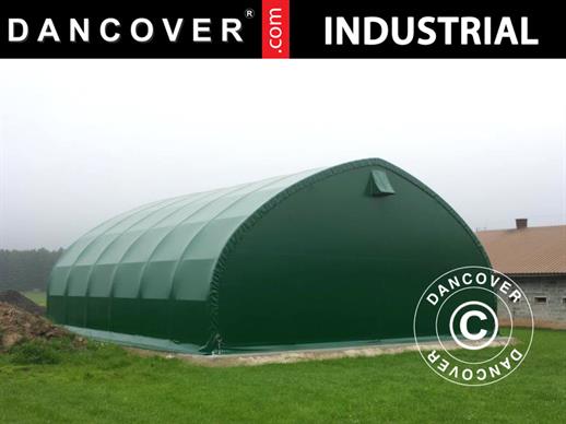 Storage shelter/arched tent 9x15x4.42 m w/sliding gate, PVC, Green
