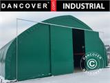 Tente de stockage/tunnel agricole 9x15x4,42m avec porte coulissante, PVC, Vert