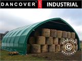 Storage shelter/arched tent 10x15x5.54 m w/sliding gate, PVC, Green