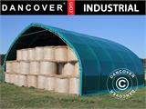 Capannone tenda/tunnel agricolo 10x15x5,54m con portone scorrevole, PVC, Verde