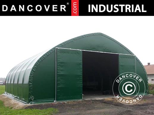 Capannone tenda/tunnel agricolo 12x16x5,88m con portone scorrevole, PVC, Verde