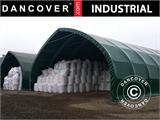 Tente de stockage/tunnel agricole 12x16x5,88m avec porte coulissante, PVC, Vert