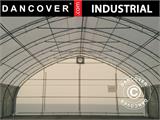 Tente de stockage/tunnel agricole 15x15x7,42m avec porte coulissante, PVC, Blanc/Gris