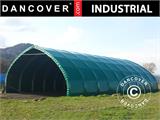 Tente de stockage/tunnel agricole 15x15x7,42m avec porte coulissante, PVC, Vert