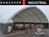 Capannone tenda/tunnel agricolo 10x15x5,54m, PVC, Bianco/Grigio