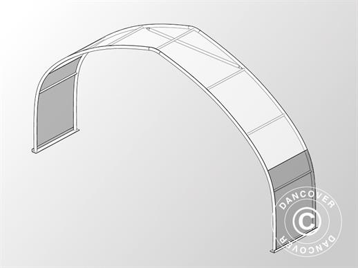 Extension 1.5 m for storage shelter/arched tent 8x15x4.33 m, PVC, White/Grey