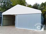Industrielle Lagerhalle Steel 10x10x5,8m mit Schiebetor, PVC/Metall, weiß/grau