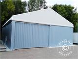 Industrial storage shelter Steel 12x12x6.18 m w/sliding gate, PVC/Metal, White/Grey