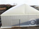Hangar de stockage industriel Steel 15x15x6,73m avec porte coulissante, PVC/Métal, Blanc/Gris