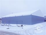Industriell telthall Steel 15x30x6,73m m/skyveport, PVC/metall, hvit/grå