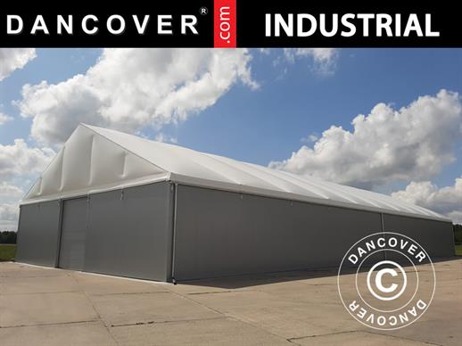 Industrial storage shelter Steel 20x30x7.64 m w/sliding gate, PVC/Metal, White/Grey
