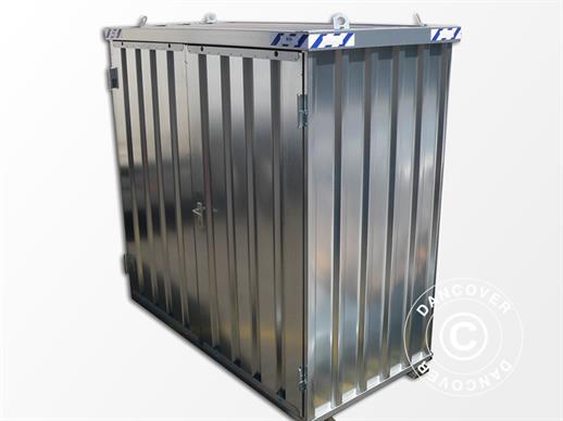 Container, Rigel, 1,1x2,1x2,1m m/ doble sidehengslede dører, sølvfarget