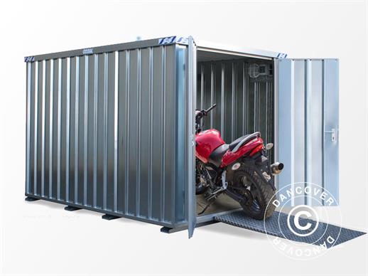 Container, Rigel, 5,1x2,1x2,1m m/ doble sidehengslede dører, sølvfarget