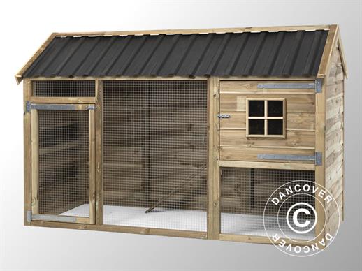 Chicken coop/Rabbit hutch Voldux XL, 2.42x1.18x1.54 m, 2.86 m², Naturel