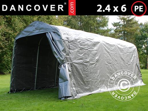 Tenda magazzino PRO 2,4x6x2,34m PE, Grigio