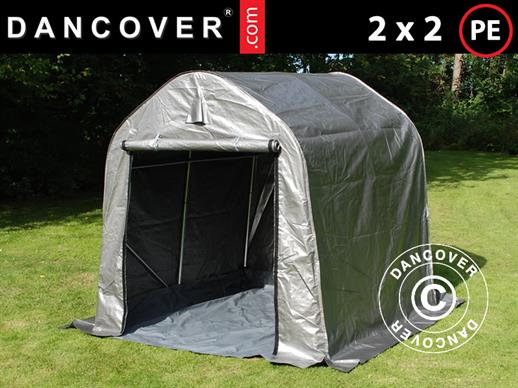 Opslagtent PRO 2x2x2m PE, met grondzeil, Grijs