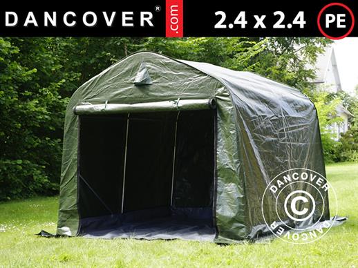 Tenda de armazenamento PRO 2,4x2,4x2m PE, com lona chão, Verde/Cinza