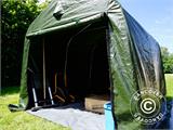 Carpa de almacenamiento PRO 2,4x2,4x2m PE, con cubierta de terreno, Verde/Gris