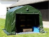 Tente de stockage PRO 2,4x2,4x2m PE, avec couverture de sol, Vert/Gris