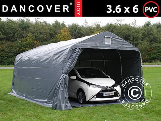 Zeltgarage PRO 3,6x6x2,7m PVC mit Bodenplane, grau Zeltgarage PRO 3,6x6x2,7m PVC mit Bodenplane, grau