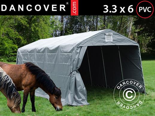 Livestock shelter 3.3x6x2.4 m , PVC, Grey