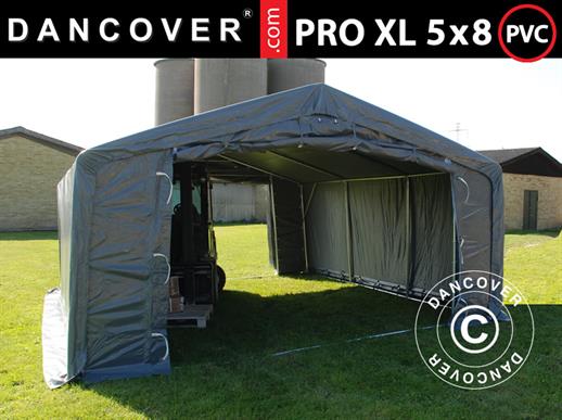 Noliktavas telts PRO 5x8x2,5x3,3m, PVC, Pelēks