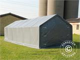 Tente de Stockage PRO 4x12x2x3,1m, PVC, Gris