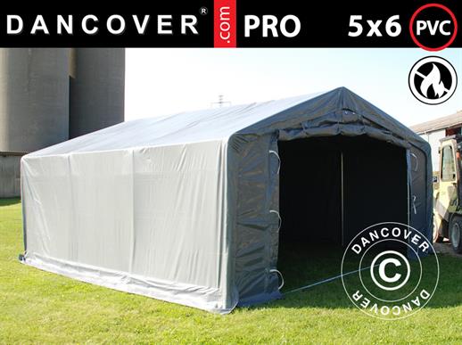 Storage shelter PRO 5x6x2x3.39 m, PVC, Grey