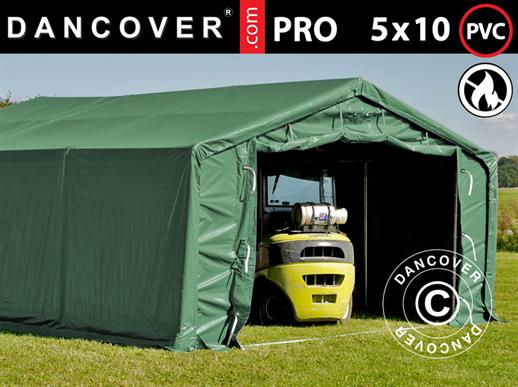 Tente de Stockage PRO 5x10x2x3,39m, PVC, Vert