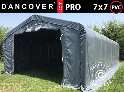 Tente de Stockage PRO 7x7x3,8m PVC, Gris