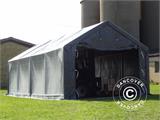 Tente de Stockage PRO 3x8x2x2,82m, PVC, Gris