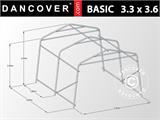 Tenda garage Basic 3,3x3,6x2,4m PE, Grigio