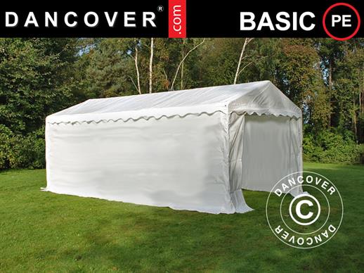 Tente de stockage Basic 2-en-1, 3x6m PE, blanc