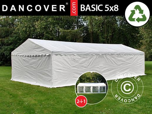 Carpa de almacén Basic 2 en 1, 5x8m PE, Blanco