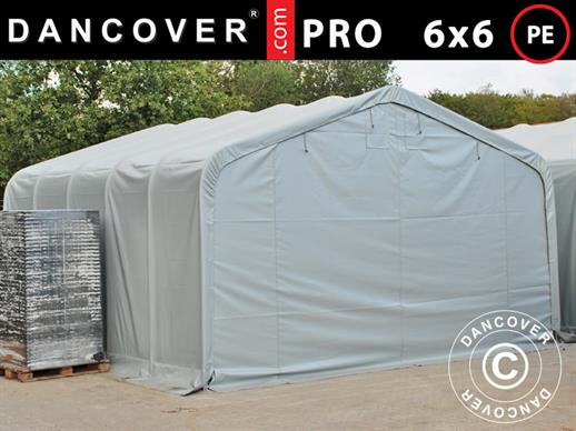 Tenda de armazenagem PRO 6x6x3,7m, PE, Cinza